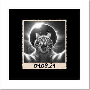 Solar Eclipse 2024 04.08.24 ny Solar Eclipse Cat Selfie Posters and Art